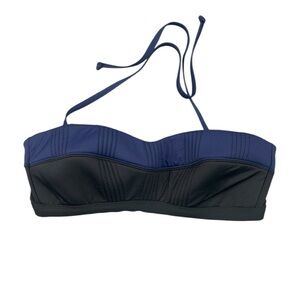 Athleta Women's Color Block Black/Blue Bikini Top With Underwire In Size M